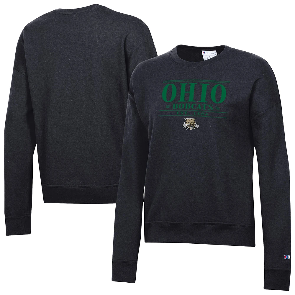 Women's Champion Black Ohio Bobcats Powerblend Pullover Sweatshirt
