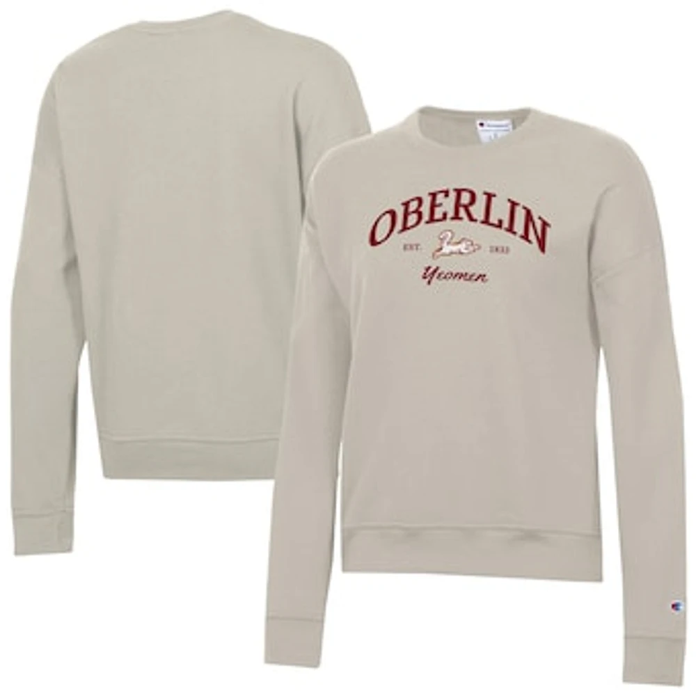 Women's Champion Oatmeal Oberlin Yeomen Powerblend Pullover Sweatshirt