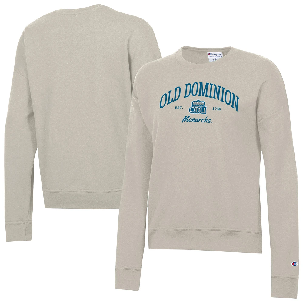 Women's Champion Oatmeal Old Dominion Monarchs Powerblend Pullover Sweatshirt