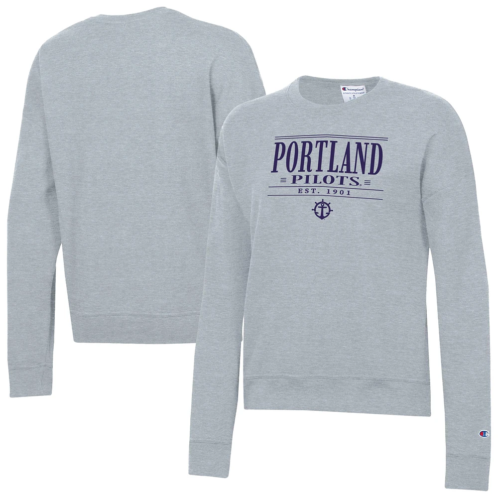 Women's Champion Gray Portland Pilots Powerblend Pullover Sweatshirt