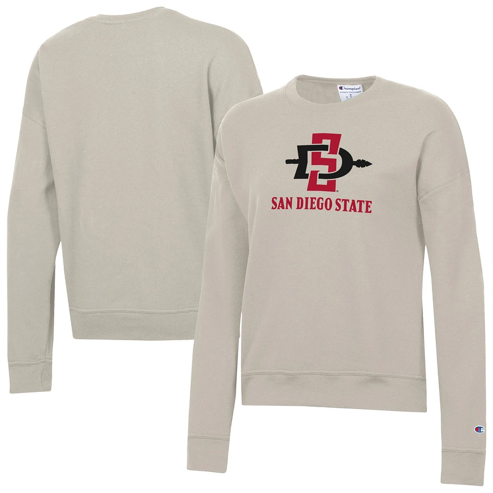 Women's Champion Oatmeal San Diego State Aztecs Powerblend Pullover Sweatshirt