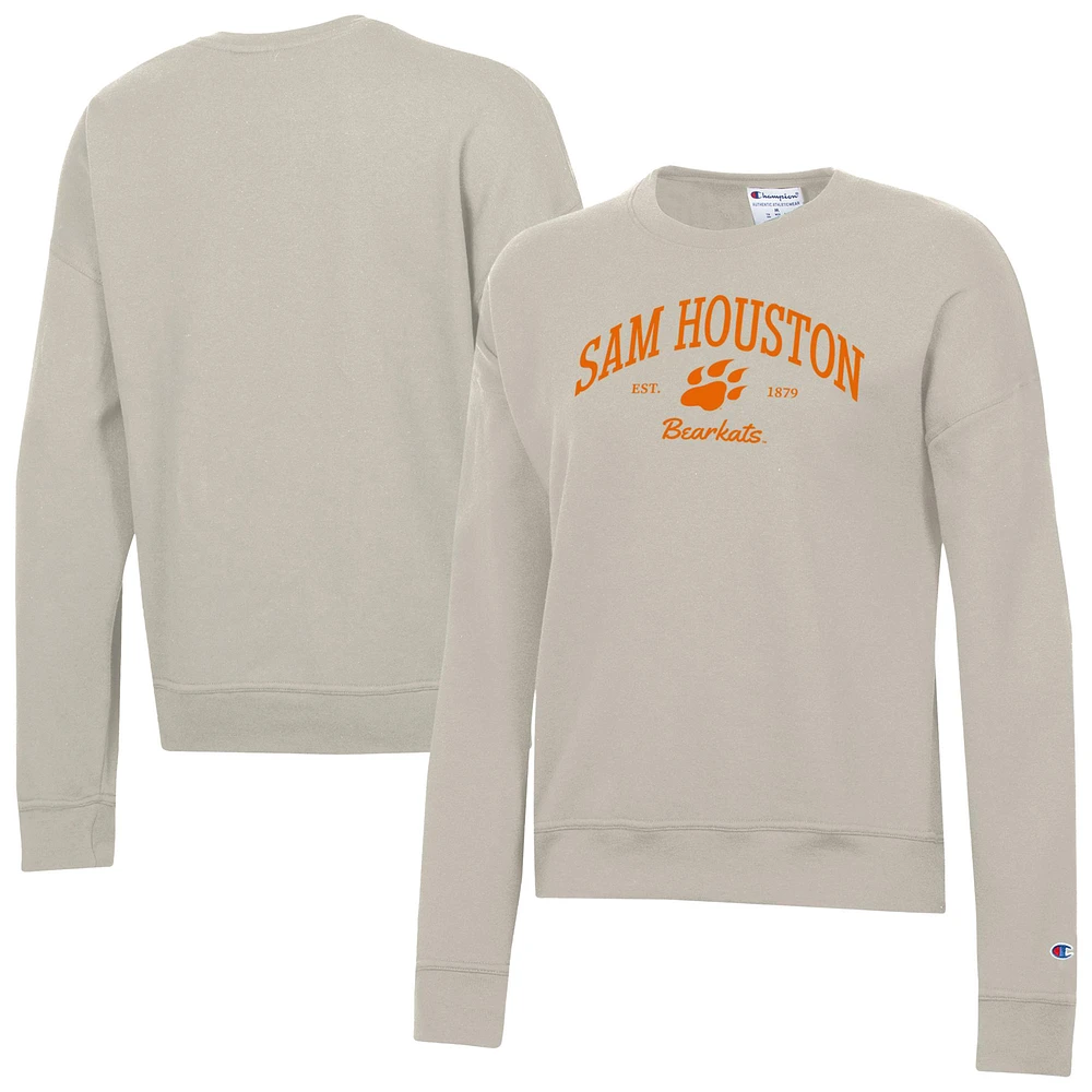 Women's Champion Oatmeal Sam Houston State Bearkats Powerblend Pullover Sweatshirt