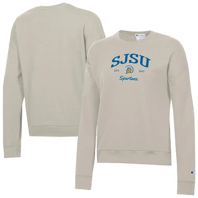 Women's Champion Oatmeal San Jose State Spartans Powerblend Pullover Sweatshirt