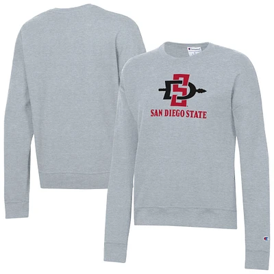 Women's Champion Gray San Diego State Aztecs Powerblend Pullover Sweatshirt