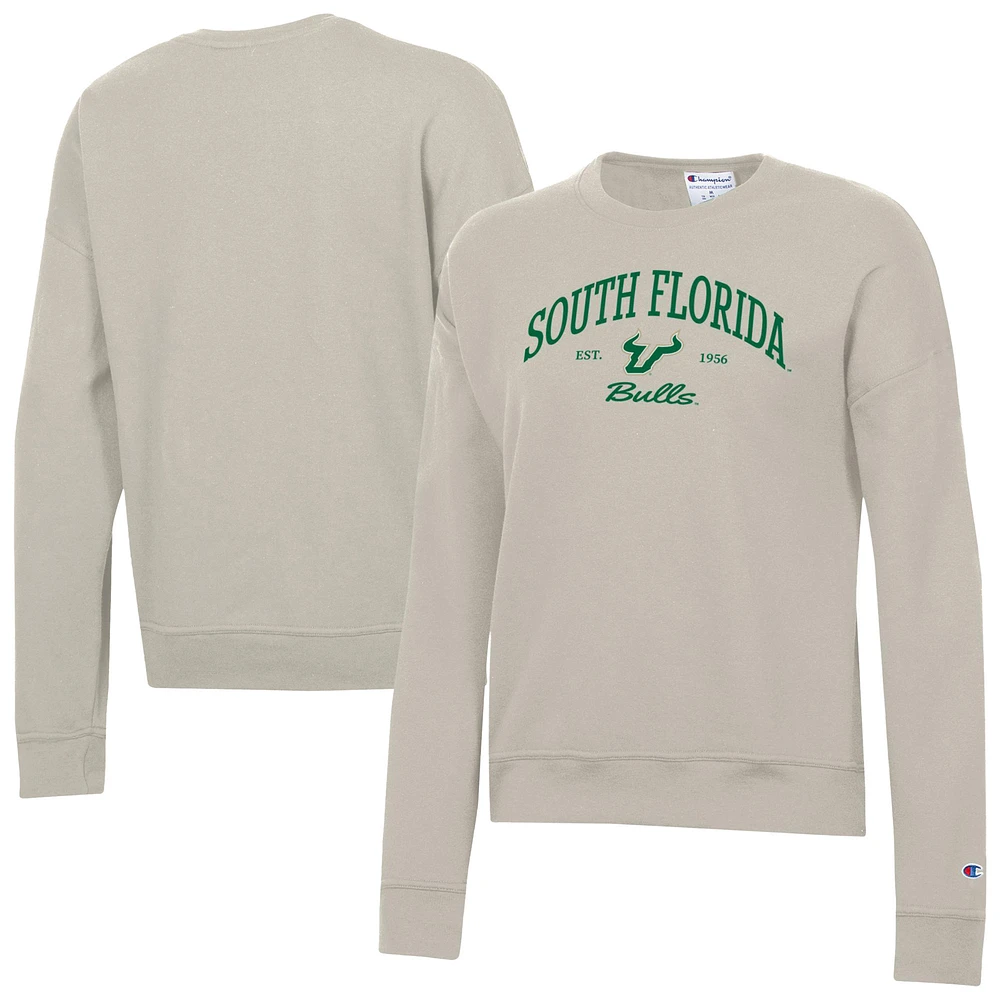 Women's Champion Oatmeal South Florida Bulls Powerblend Pullover Sweatshirt