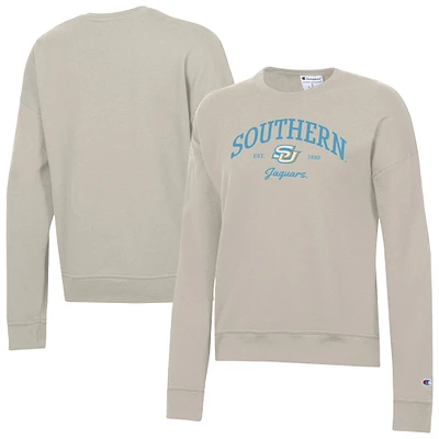 Women's Champion Oatmeal Southern University Jaguars Powerblend Pullover Sweatshirt