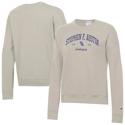 Women's Champion Oatmeal Stephen F Austin Lumberjacks Powerblend Pullover Sweatshirt