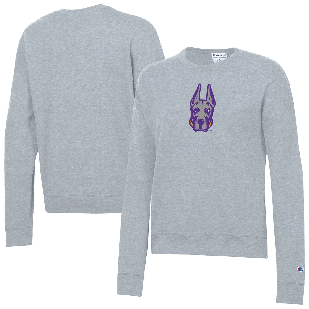Women's Champion Gray UAlbany Great Danes Powerblend Pullover Sweatshirt
