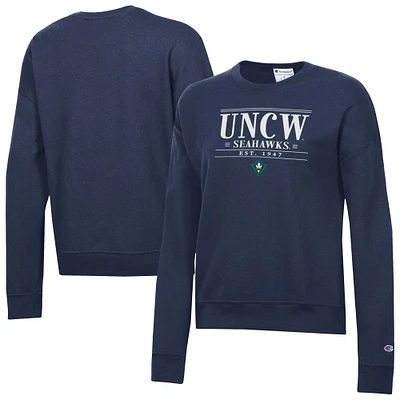 Women's Champion  Navy UNC Wilmington Seahawks Powerblend Pullover Sweatshirt