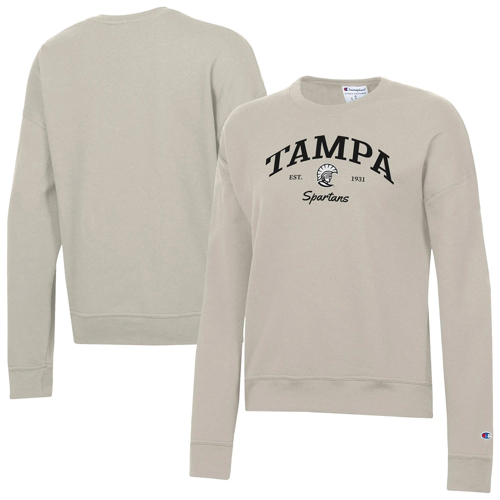 Women's Champion Oatmeal Tampa Spartans Powerblend Pullover Sweatshirt