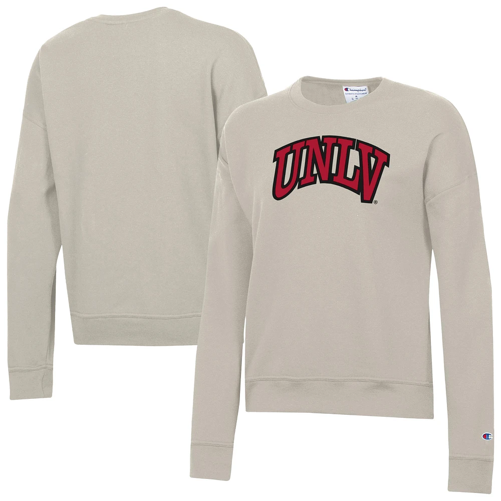 Women's Champion Oatmeal UNLV Rebels Powerblend Pullover Sweatshirt