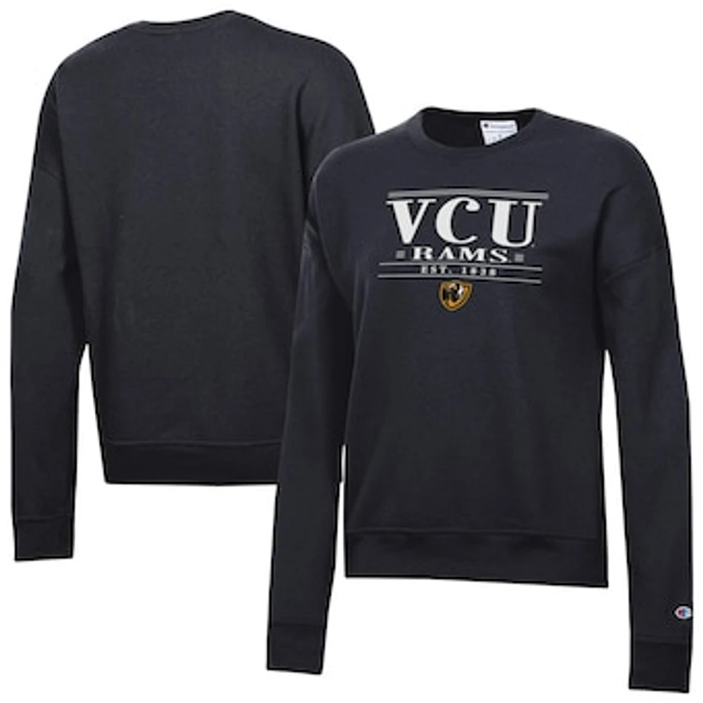 Women's Champion Black VCU Rams Powerblend Pullover Sweatshirt