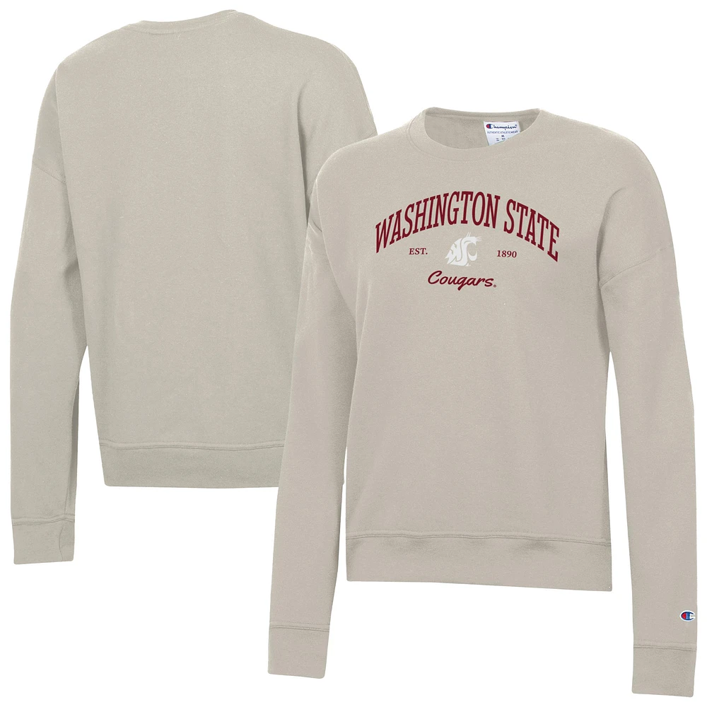 Women's Champion Oatmeal Washington State Cougars Powerblend Pullover Sweatshirt