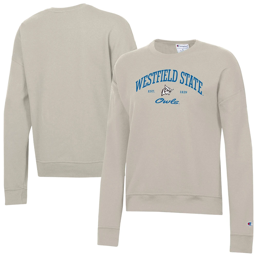 Women's Champion Oatmeal Westfield State Owls Powerblend Pullover Sweatshirt