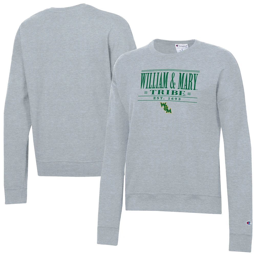 Women's Champion Gray William & Mary Tribe Powerblend Pullover Sweatshirt