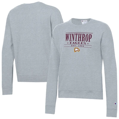 Women's Champion Gray Winthrop Eagles Powerblend Pullover Sweatshirt