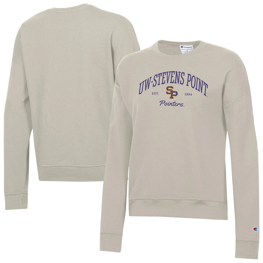 Women's Champion Oatmeal Wisconsin-Stevens Point Pointers Powerblend Pullover Sweatshirt