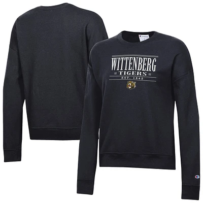Women's Champion  Black Wittenberg University Tigers Powerblend Pullover Sweatshirt
