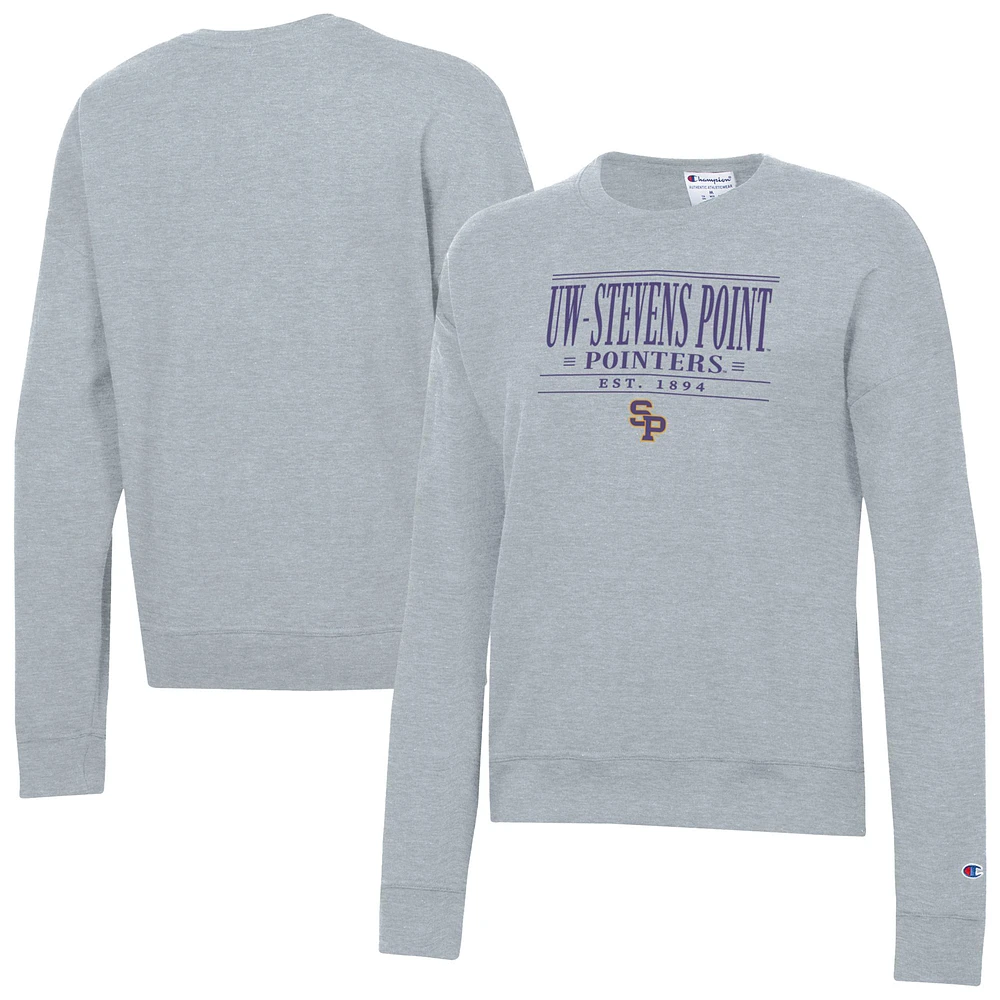 Women's Champion Gray Wisconsin-Stevens Point Pointers Powerblend Pullover Sweatshirt