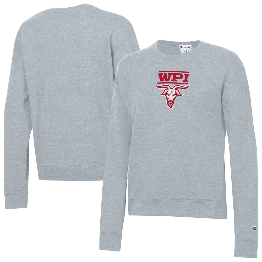 Women's Champion Gray Worcester Polytechnic Institute Engineers Powerblend Pullover Sweatshirt