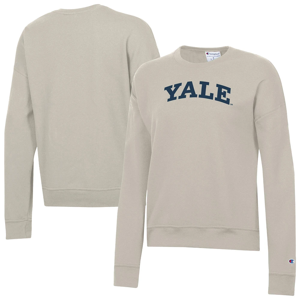 Women's Champion Oatmeal Yale Bulldogs Powerblend Pullover Sweatshirt