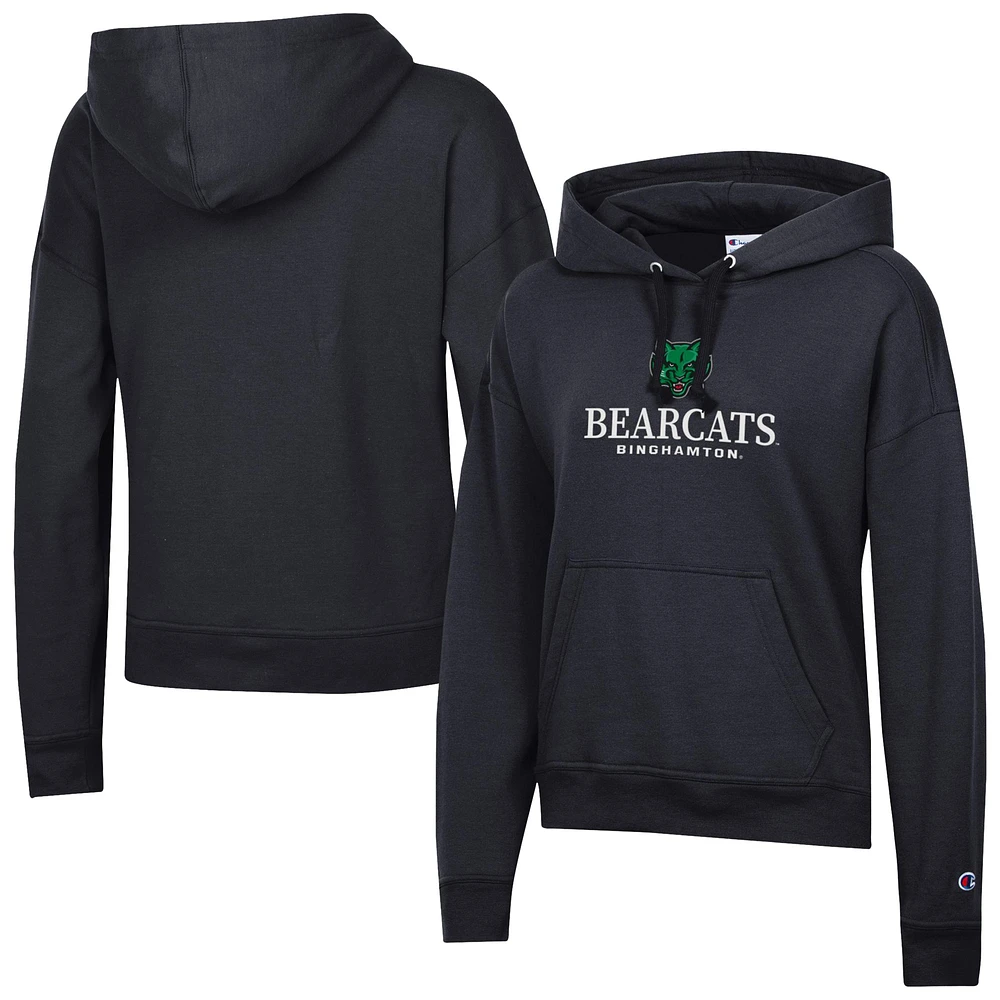 Women's Champion Black Binghamton Bearcats Powerblend Fleece Pullover Hoodie