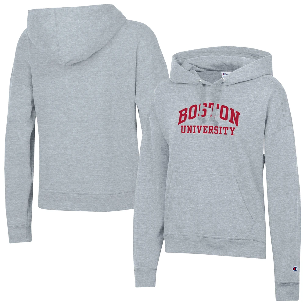 Women's Champion Gray Boston University Powerblend Fleece Pullover Hoodie
