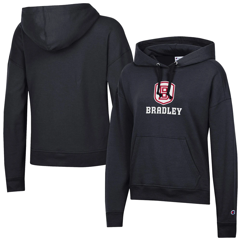 Women's Champion Black Bradley Braves Powerblend Fleece Pullover Hoodie