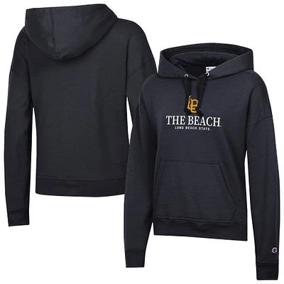 Women's Champion Black Cal State Long Beach The Powerblend Fleece Pullover Hoodie
