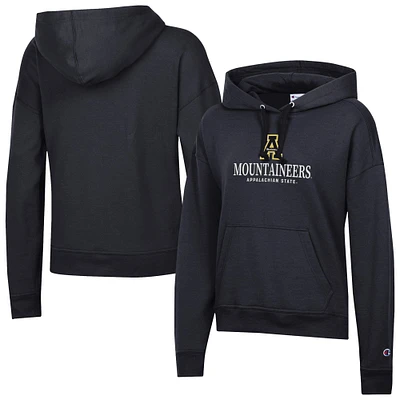 Women's Champion Black Appalachian State Mountaineers Powerblend Fleece Pullover Hoodie