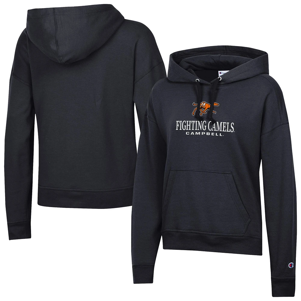 Women's Champion Black Campbell Fighting Camels Powerblend Fleece Pullover Hoodie