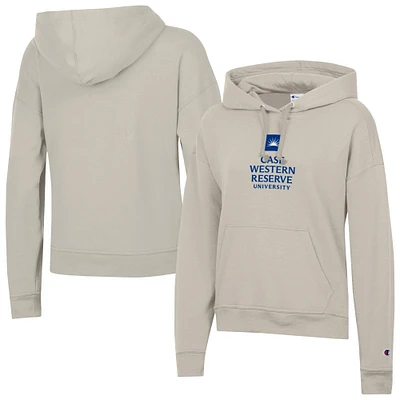 Women's Champion Oatmeal Case Western Reserve Spartans Powerblend Fleece Pullover Hoodie
