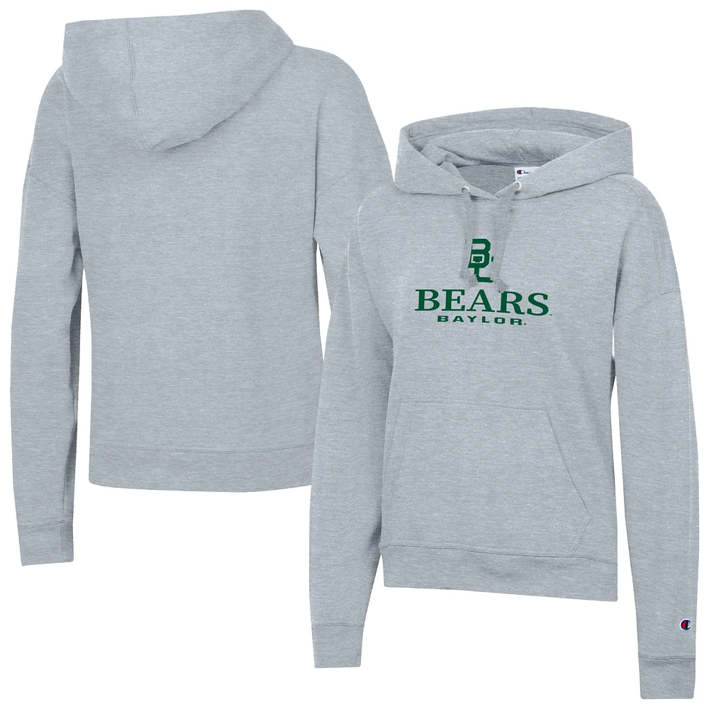 Women's Champion Gray Baylor Bears Powerblend Fleece Pullover Hoodie