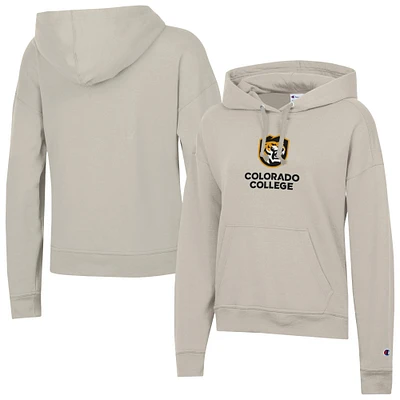 Women's Champion Oatmeal Colorado College Tigers Powerblend Fleece Pullover Hoodie