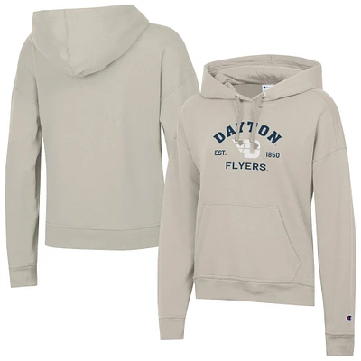 Women's Champion Oatmeal Dayton Flyers Powerblend Fleece Pullover Hoodie