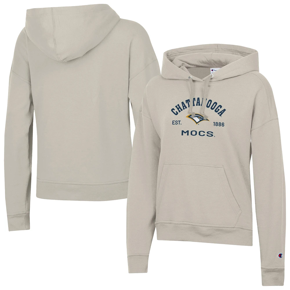 Women's Champion Oatmeal Tennessee Chattanooga Mocs Powerblend Fleece Pullover Hoodie