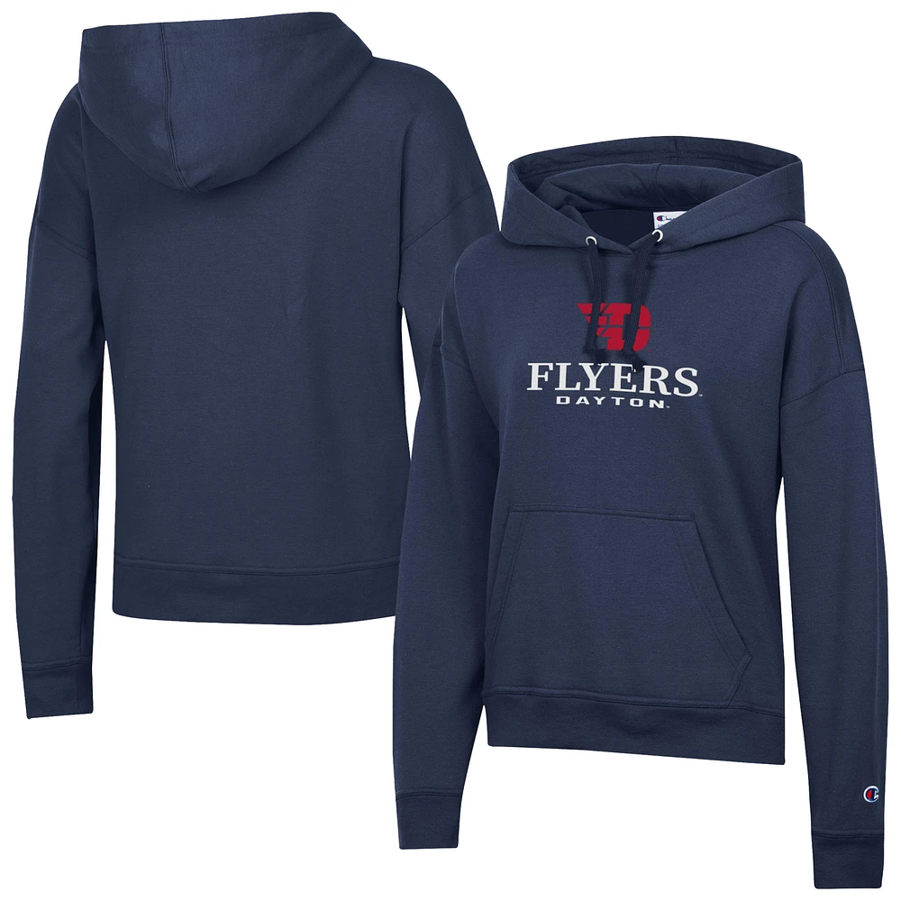 Women's Champion Navy Dayton Flyers Powerblend Fleece Pullover Hoodie