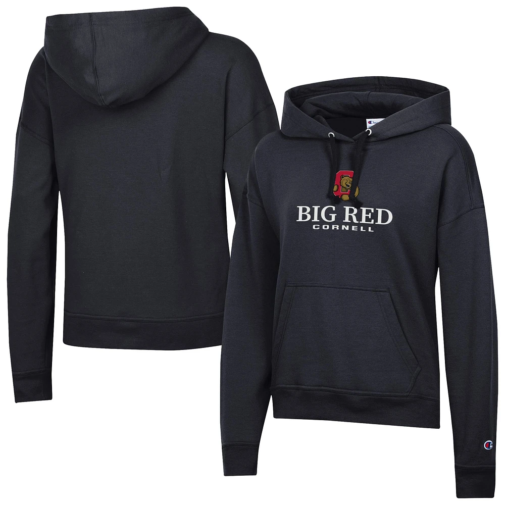 Women's Champion Black Cornell Big Red Powerblend Fleece Pullover Hoodie