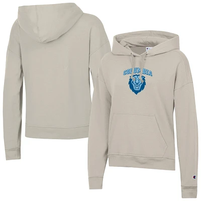 Women's Champion Oatmeal Columbia University Powerblend Fleece Pullover Hoodie