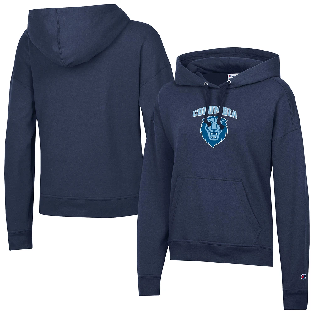 Women's Champion Navy Columbia University Powerblend Fleece Pullover Hoodie
