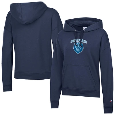 Women's Champion  Navy Columbia University Powerblend Fleece Pullover Hoodie