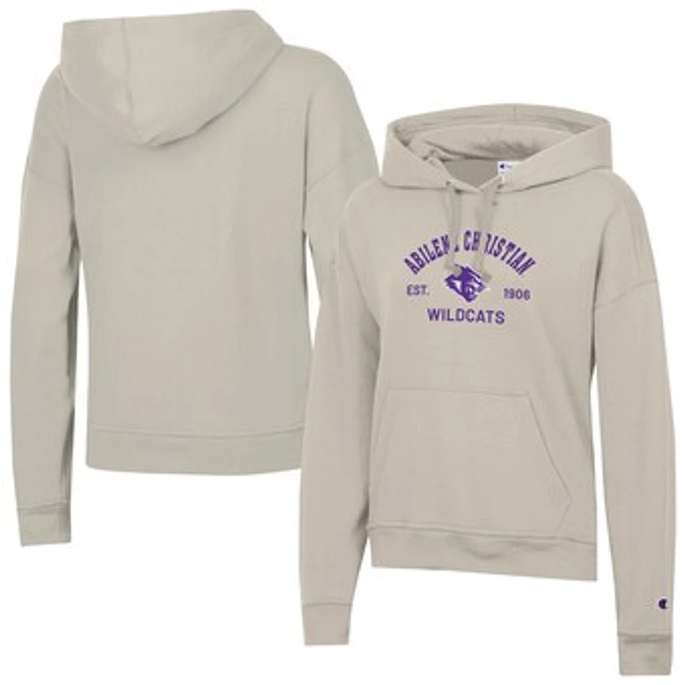 Women's Champion Oatmeal Abilene Christian University Wildcats Powerblend Fleece Pullover Hoodie