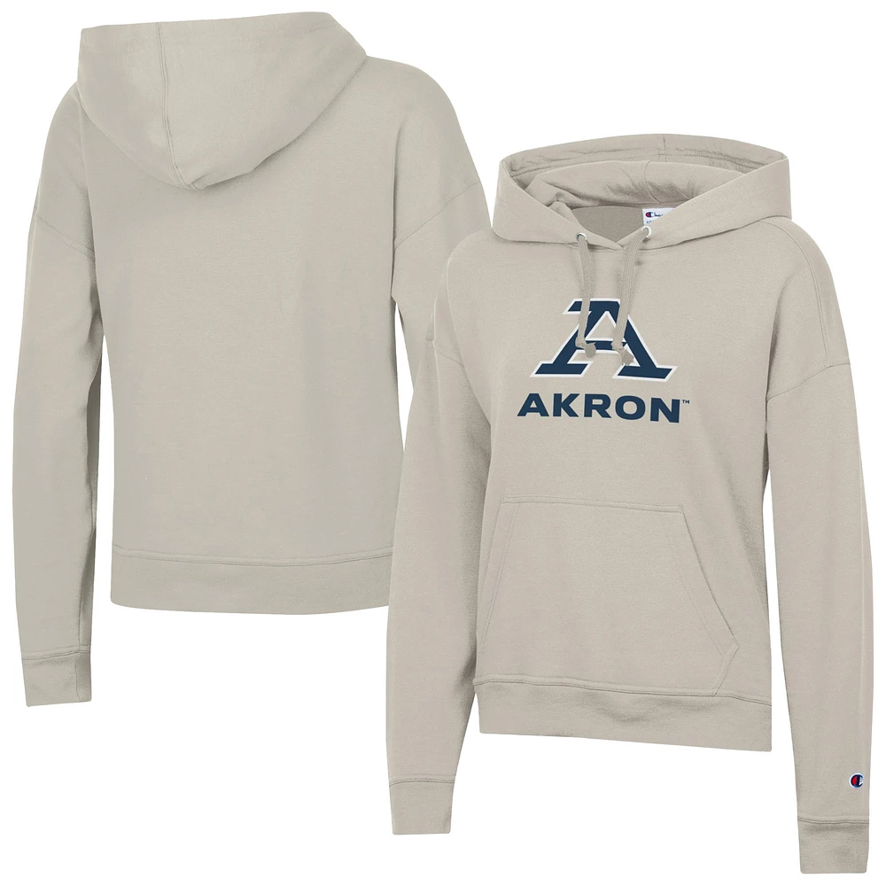 Women's Champion Oatmeal Akron Zips Powerblend Fleece Pullover Hoodie