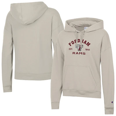 Women's Champion Oatmeal Fordham Rams Powerblend Fleece Pullover Hoodie