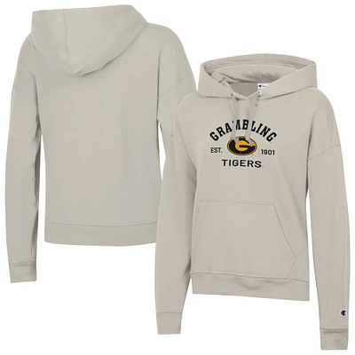 Women's Champion Oatmeal Grambling Tigers Powerblend Fleece Pullover Hoodie