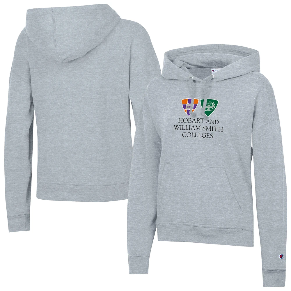 Women's Champion Gray Hobart & William Smith Colleges Powerblend Fleece Pullover Hoodie