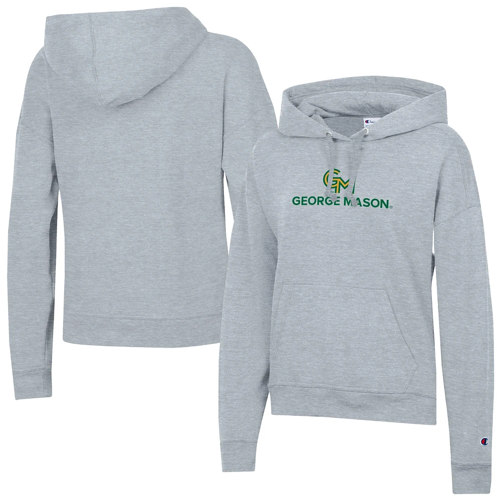 Women's Champion Gray George Mason Patriots Powerblend Fleece Pullover Hoodie