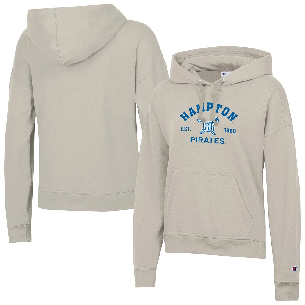 Women's Champion Oatmeal Hampton Pirates Powerblend Fleece Pullover Hoodie
