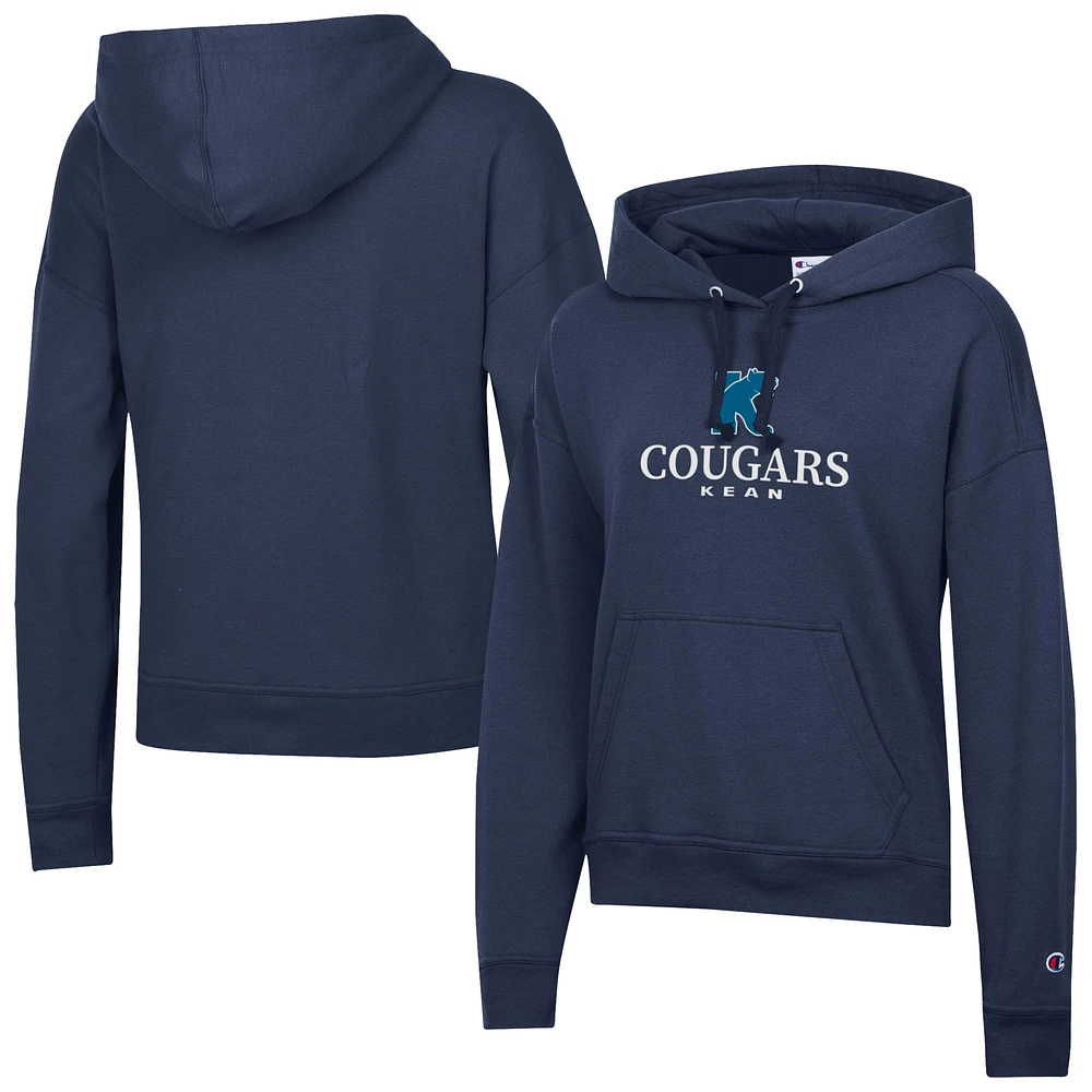 Women's Champion Navy Kean University Cougars Powerblend Fleece Pullover Hoodie