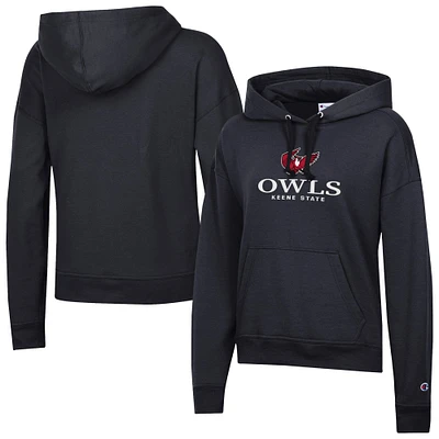Women's Champion Black Keene State Owls Powerblend Fleece Pullover Hoodie